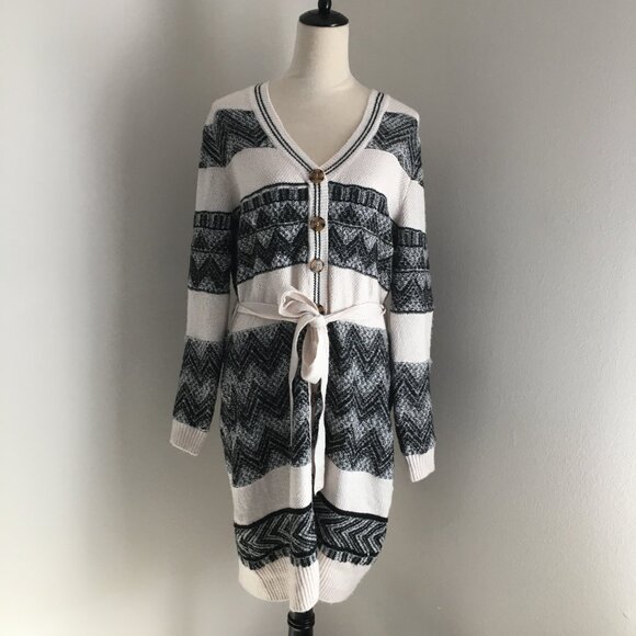NWT LUCKY BRAND Petite MultiColor Belted Soft Knit Long Cardigan - Picture 4 of 9